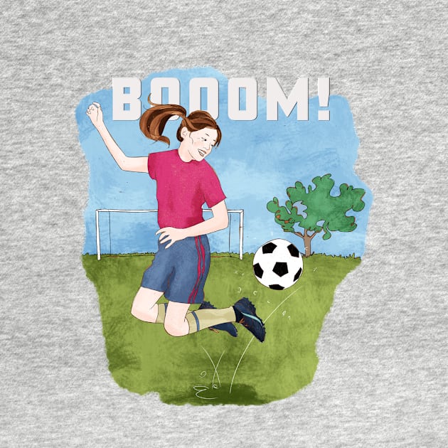 Booom! Girl playing soccer by SW10 - Soccer Art